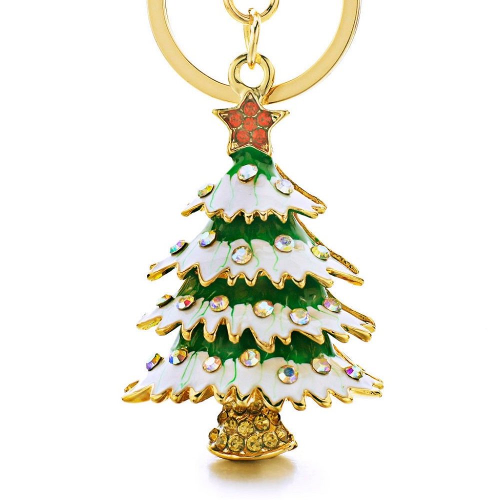 Christmas Tree Keychain/Bag Charm with Enameling and Crystals NWT